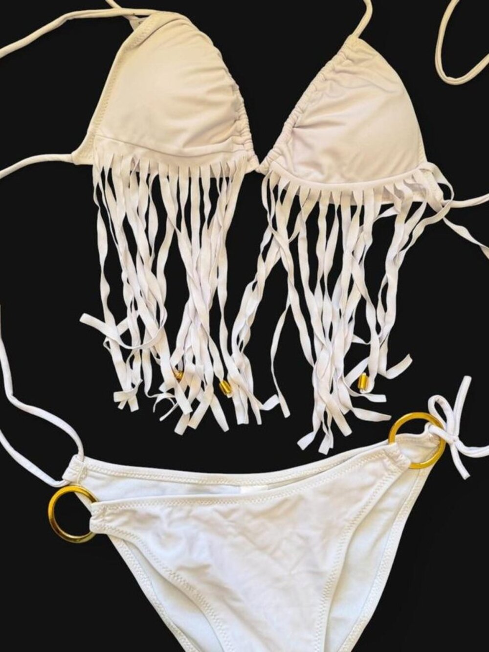 NEW White String bikini set with fringe detail #summer #swimwear